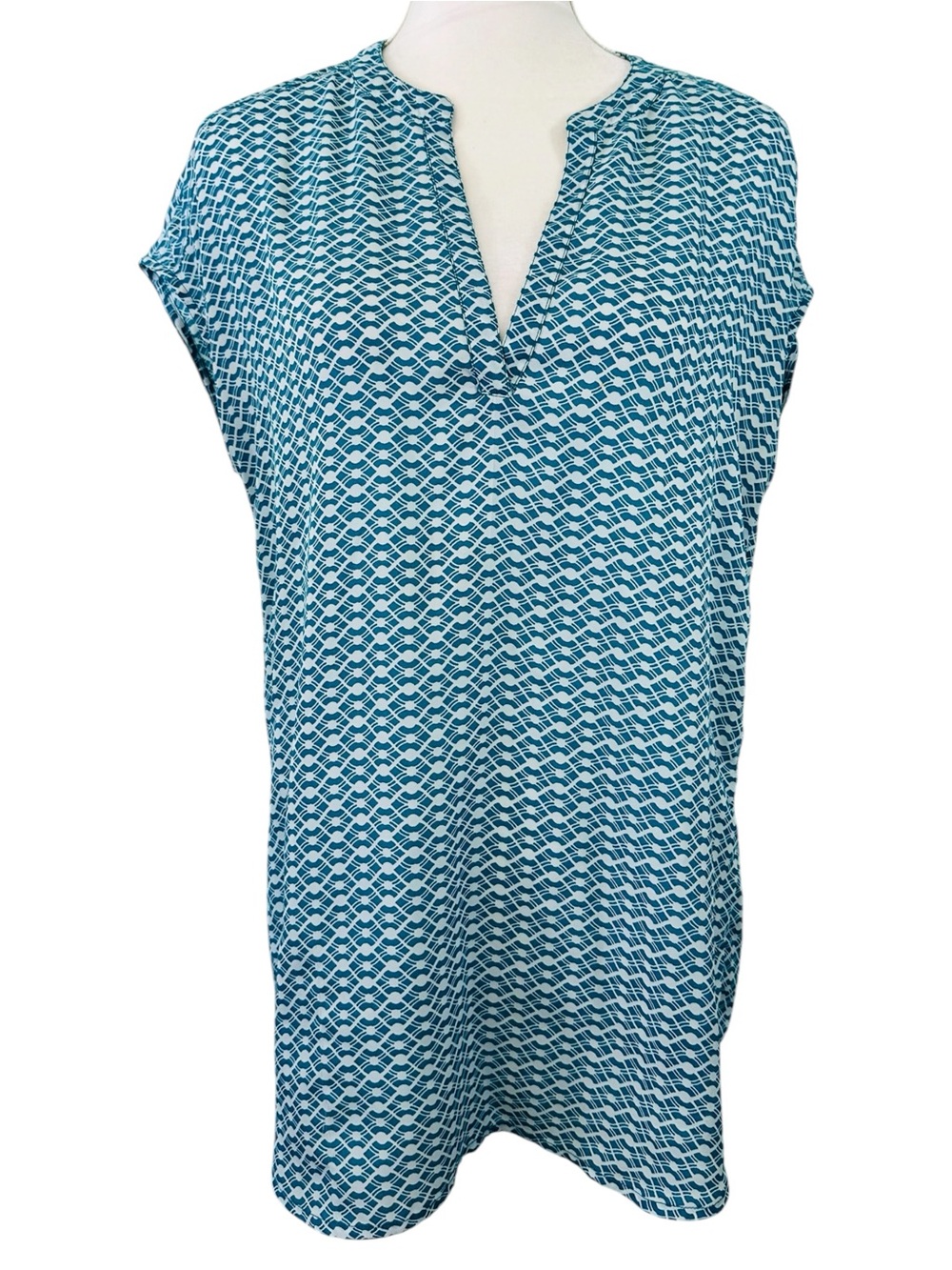 Halogen Teal Geometric Swim Cover-Up Tunic